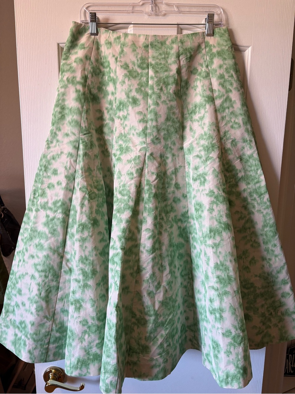 J. Crew Green and Cream Long Flowy Skirt size 10